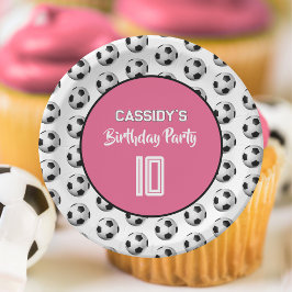 Prato De Papel Pink Girl Soccer Birthday Party