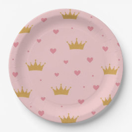 Prato De Papel Pink & Gold Princess Pattern Paper Plate