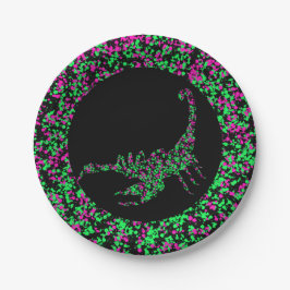 Prato De Papel Pink Green Scorpian Splattered Paint