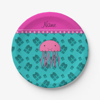 Prato De Papel Pink jellyfish Turquoise presentes de Natal