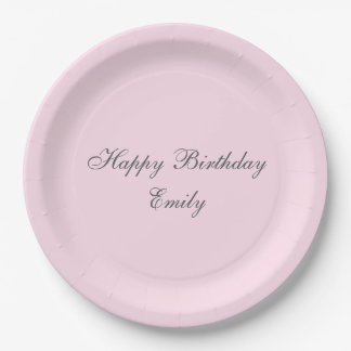 Prato De Papel Pink Minimalist Birthday Party Paper Plates