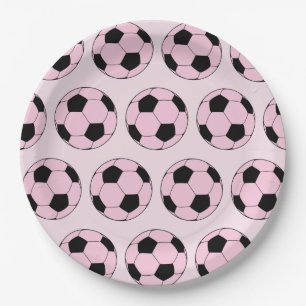 Prato De Papel Pink Modern Soccer - Padrão de Futebol