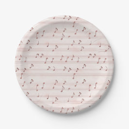 Prato De Papel Pink Music Notes Sheet
