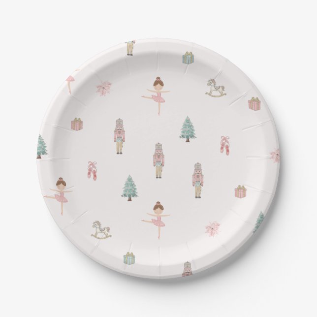 Prato De Papel Pink Nutcracker Ballet Baby Shower Paper Plates (Frente)