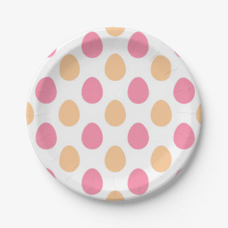Prato De Papel Pink Peach Easter Eggs Spring Paper Plates