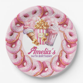 Prato De Papel Pink Personalizado do Parque de Amusement