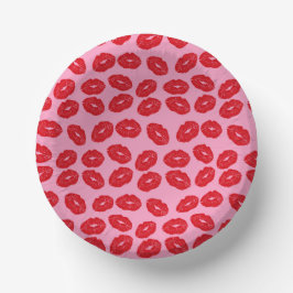 Prato De Papel Pink Red Romantic Love Kisses Party Paper Plates