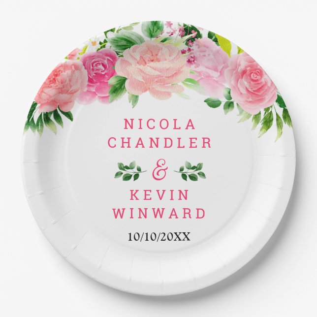Prato De Papel Pink Roses with Foliage Wedding (Frente)