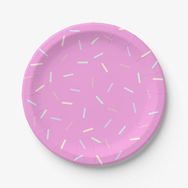 Prato De Papel Pink Sprinkles Print Paper Plate (Frente)