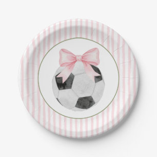 Prato De Papel Pink Stripe Soccer