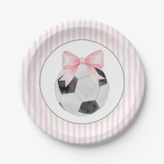 Prato De Papel Pink Stripe Soccer