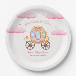 Prato De Papel Pink Sweet Fairy Princess Carriage Baby Shower