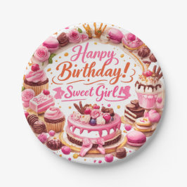 Prato De Papel Pink Sweet Girl Birthday Party Paper Plates