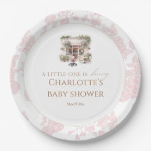 Pink Toile Baby Is Brewing Cafe Coffee Coquette 