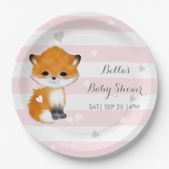 Prato De Papel Pintas brancas, cor-de-rosa, folhas de papel (Frente)