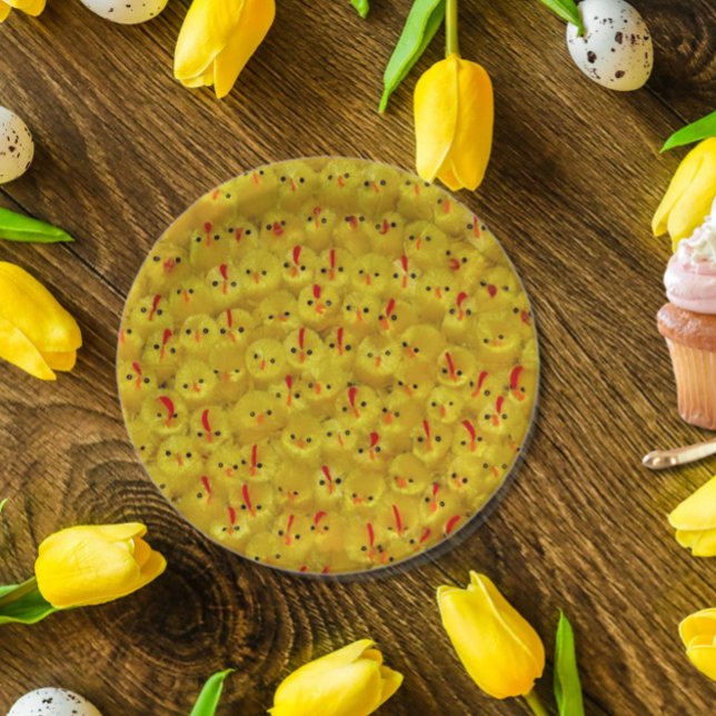 Prato De Papel Pintinhos de Páscoa Amarelo-Cute Placa de Papel Pa (Fun yellow chick pattern paper plates, great for Easter or spring entertaining!)