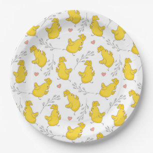 Prato De Papel Pintinhos de Páscoa Amarelo de Cortes