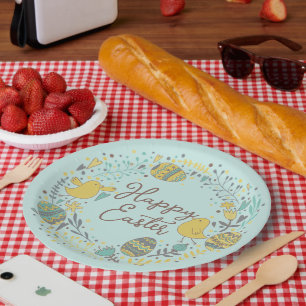 Prato De Papel Pintinhos Felzs pascoa e correias festivas