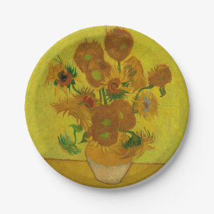 Prato De Papel Pintura de 15 Girassóis de Vincent Van Gogh