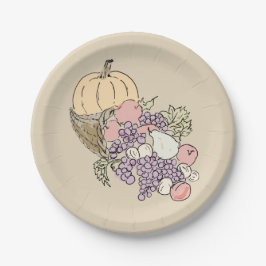 Prato De Papel Pintura de Ação de Graças da Colheita de Outono