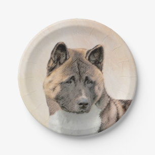 Prato De Papel Pintura de Akita - Arte Cão Original