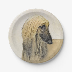 Prato De Papel Pintura de Cachorro Afegão - Arte de Cachorro Ori