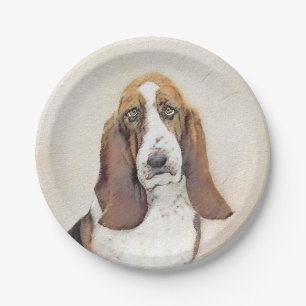 Prato De Papel Pintura de Cachorro Basset - Arte de Cachorro Orig