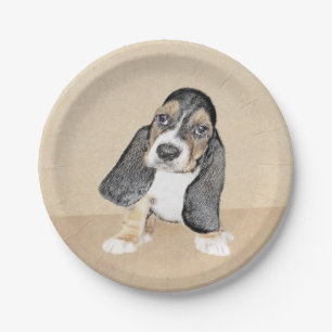 Prato De Papel Pintura De Cachorro De Basset - Arte De Cão Origi