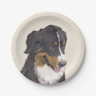 Prato De Papel Pintura De Cão Da Montanha Bernese - Arte Original