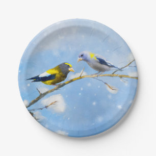 Prato De Papel Pintura de Grosbeak Evening - Arte de Cachorro Ori
