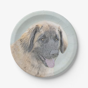 Prato De Papel Pintura de Leonberger - Arte de Cachorro Original