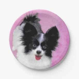 Prato De Papel Pintura de Papillon (Branco e Preto) - Arte Canina