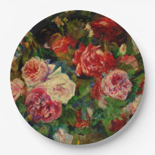 Prato De Papel Pintura de Pierre Renoir, Rosas, famoso trabalho d
