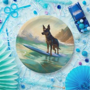 Prato De Papel Pintura de surf em praia australiana Kelpie