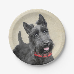Prato De Papel Pintura de Terrier escocês - Arte de cão origina