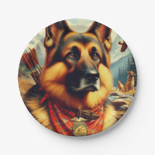 Prato De Papel Pintura do German shepherd Vintage