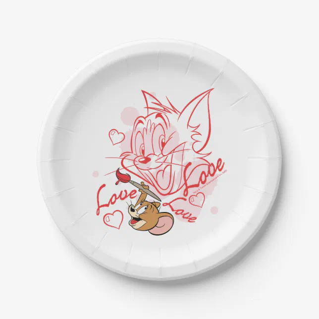 Prato De Papel Pintura do Namorados Tom & Jerry | Zazzle Brasil