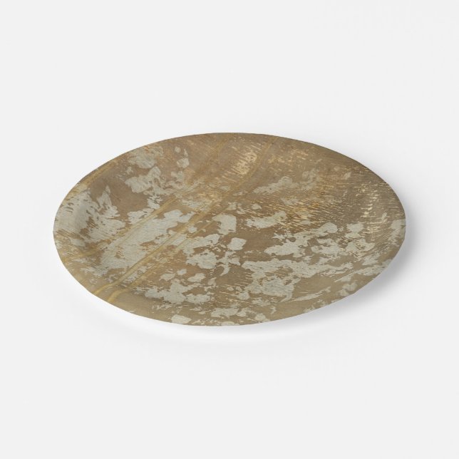Prato De Papel Pintura Dourado abstrata com salpicos de prata (Inclinado)