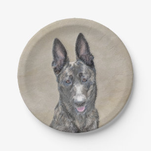 Prato De Papel Pintura em Shepherd Holandês - Arte em Cachorro Or