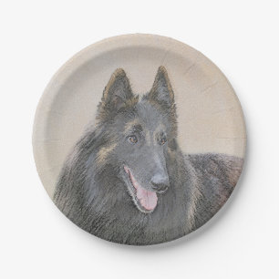 Prato De Papel Pintura em Tervuren Belga - Arte Cachorra Original
