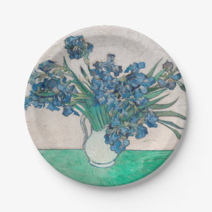Prato De Papel Pintura Impressionista Vaso de Íris de Van Gogh