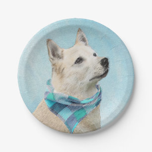 Prato De Papel Pintura Norueguesa de Buhund - Arte Cachorra Origi