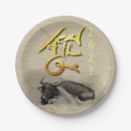 Prato De Papel Pintura Original Água Búfalo Ox Ano Novo PP