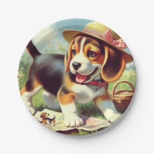 Prato De Papel Pintura para puppy com beagle