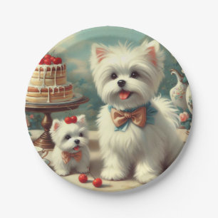 Prato De Papel Pintura para puppy em maltês