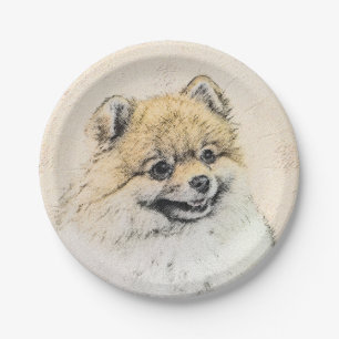 Prato De Papel Pintura Pomeraniana (Laranja) - Arte Canina Origin