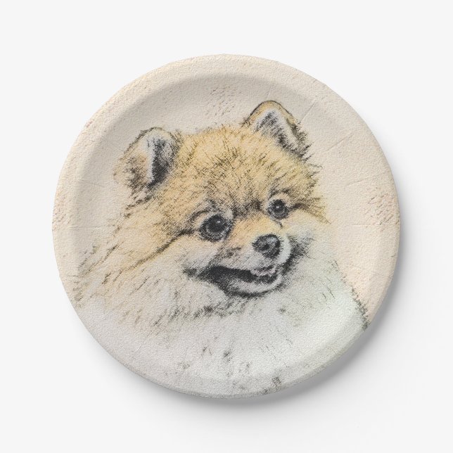 Prato De Papel Pintura Pomeraniana (Laranja) - Arte Canina Origin (Frente)