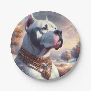 Prato De Papel Pintura Retro Dogo Argentino