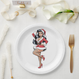 Prato De Papel Pinup Santa Babe