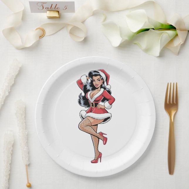 Prato De Papel Pinup Santa Babe (Casamento)